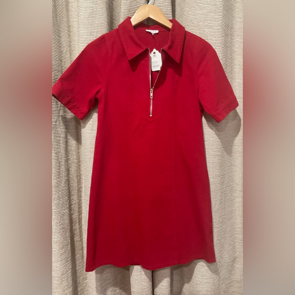 NWT TCEC Vibrant Red Zippered Dress, Size Medium - Picture 2 of 7